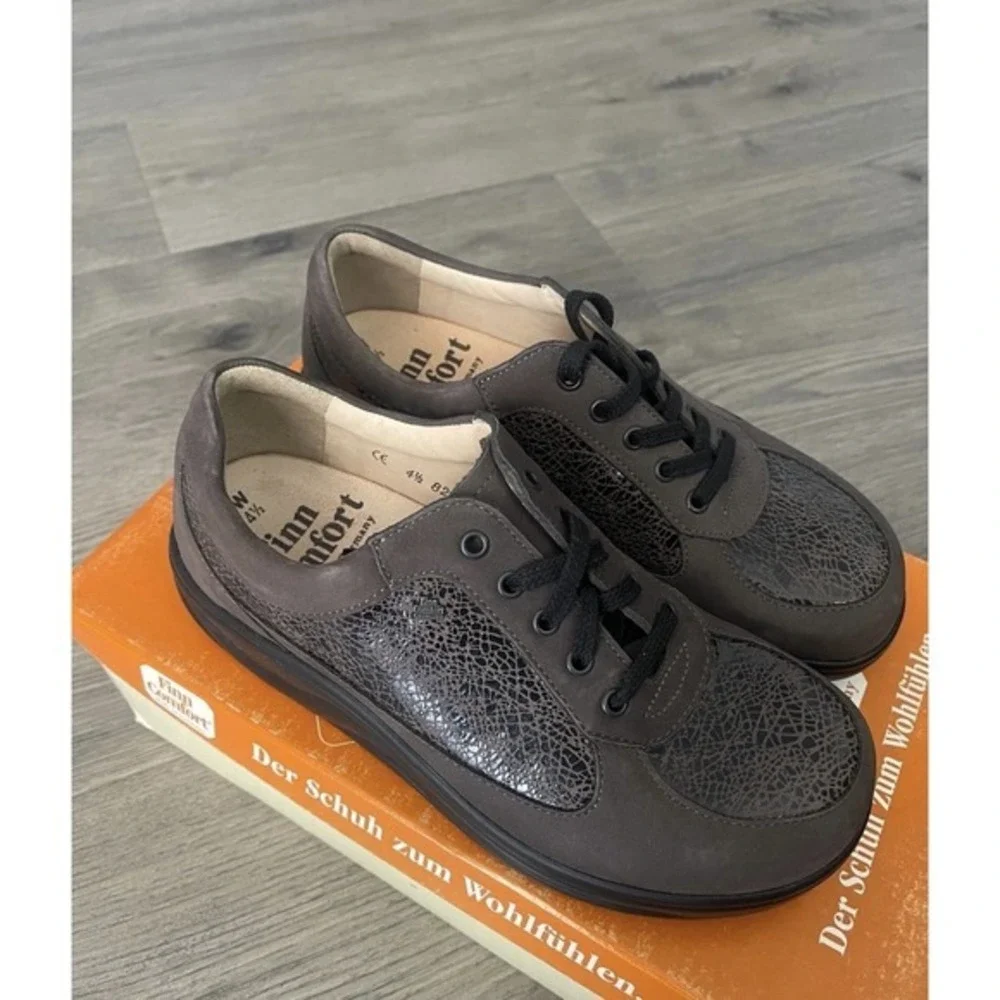 Finn Comfort Columbia Leather Shoes Women's Size 7 Brown Black